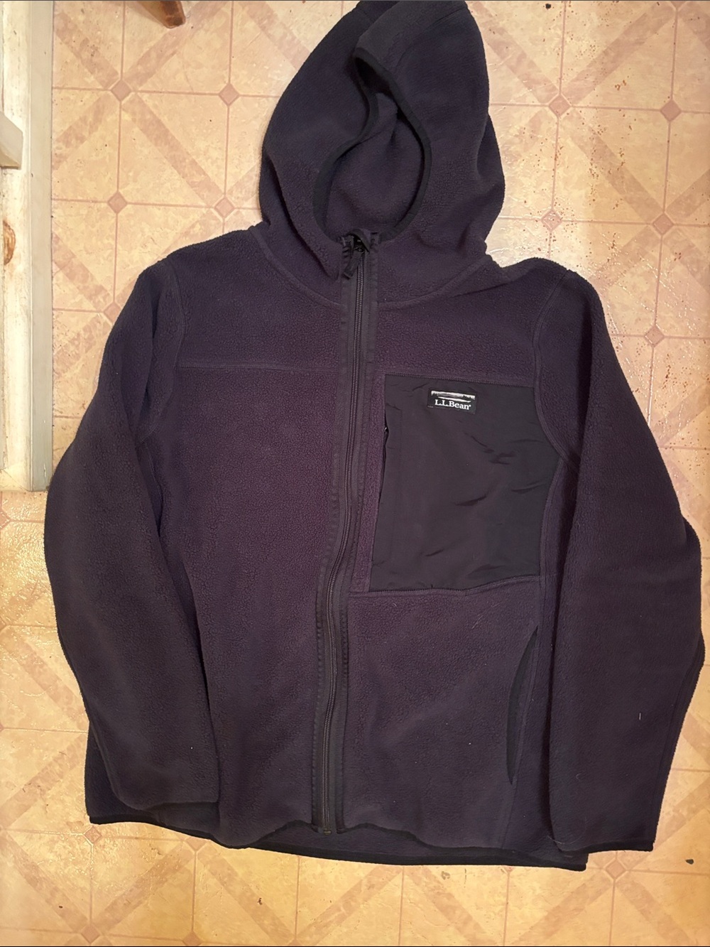 L.L. Bean Dark Navy Hooded Fleece Zip Jacket size XLP